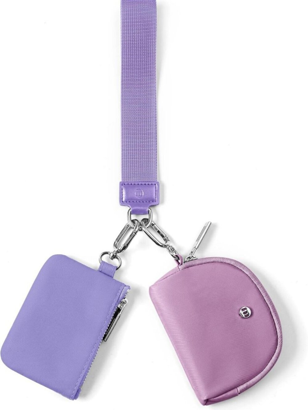 Mini Zip Around Wristlet Wallet for Women - Detachable Dual Pouch Coin Purse